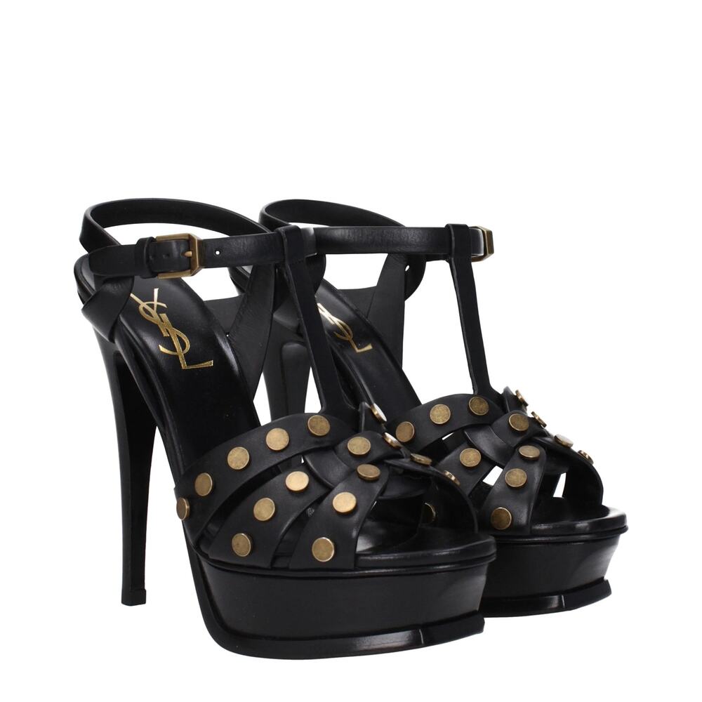 Saint Laurent Tribute Studded Platform Sandals Heels 145mm Statement Leather 9